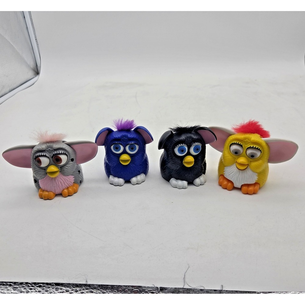 Vtg 1998 McDonalds Furby Happy Meal Toy Lot of 4 Tiger Electronics Black Yellow